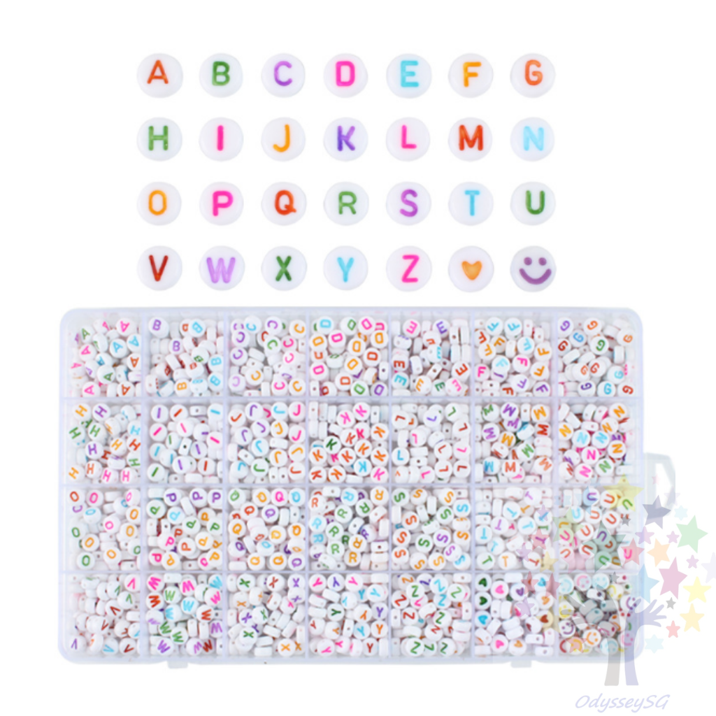 1400 Pcs - Alphabet Letter Beads - DIY bracelet / necklace letter beads - FREE CRYSTAL STRING-Each Bead 4*7mm