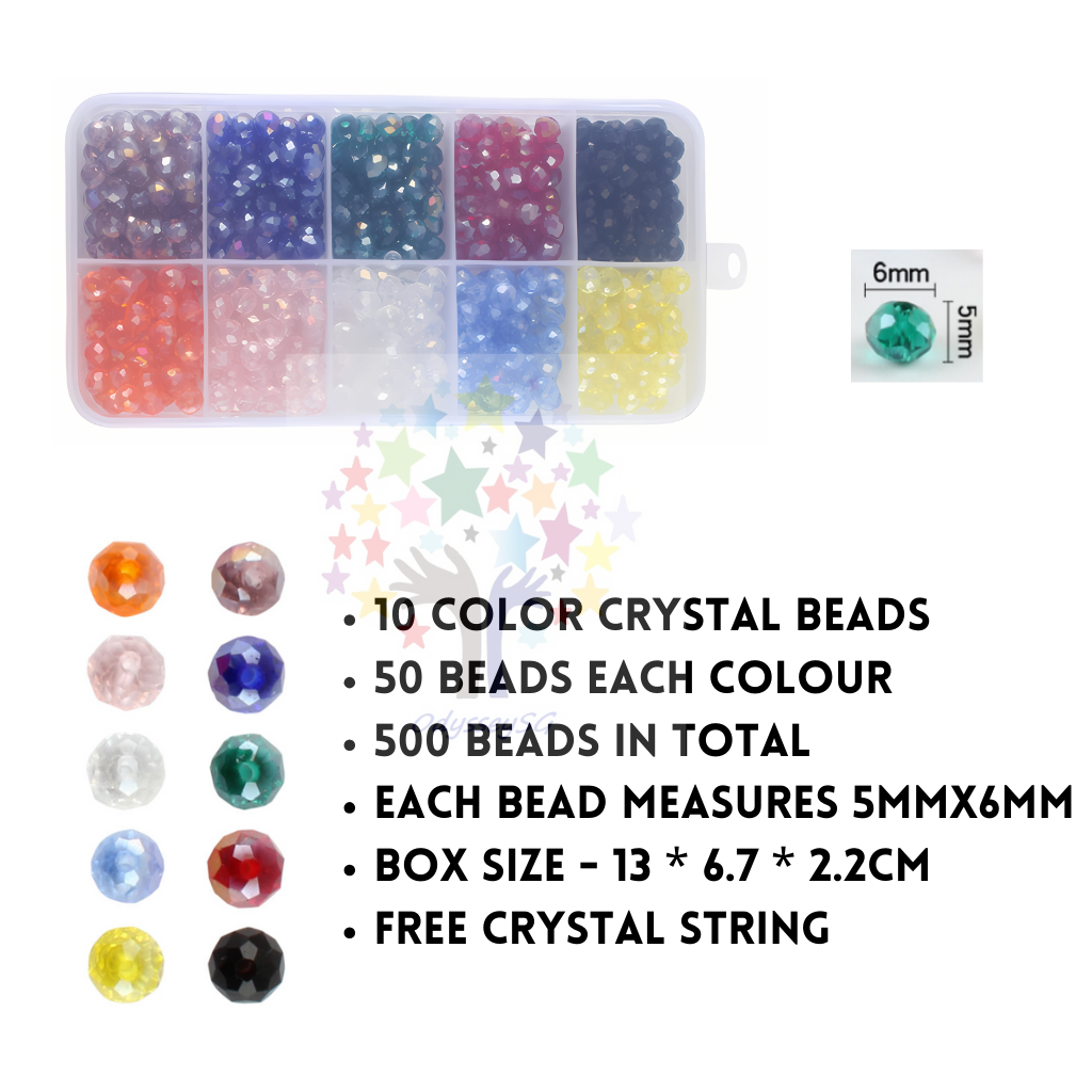 Crystal Wheel Rondelle Beads - 6mm x 5mm - DIY Beads - 500 Pcs - Free Crystal String