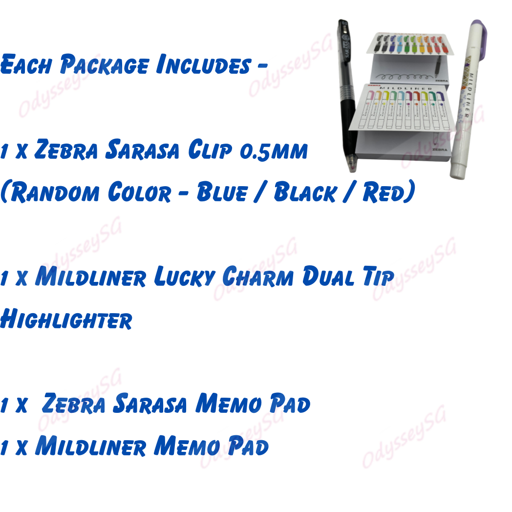 Zebra Limited Edition Gift Pack – Sarasa Clip Pen, Mildliner & Memo Pads
