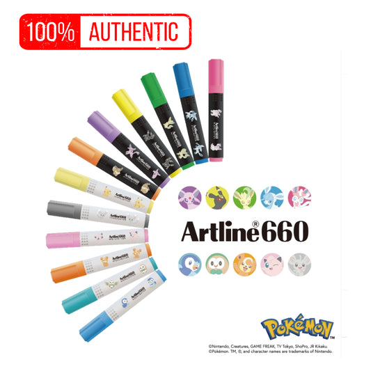 Artline POKEMON Highlighter Markers - LIMITED EDITION - Pastel / Flourescent Colors - Pikachu