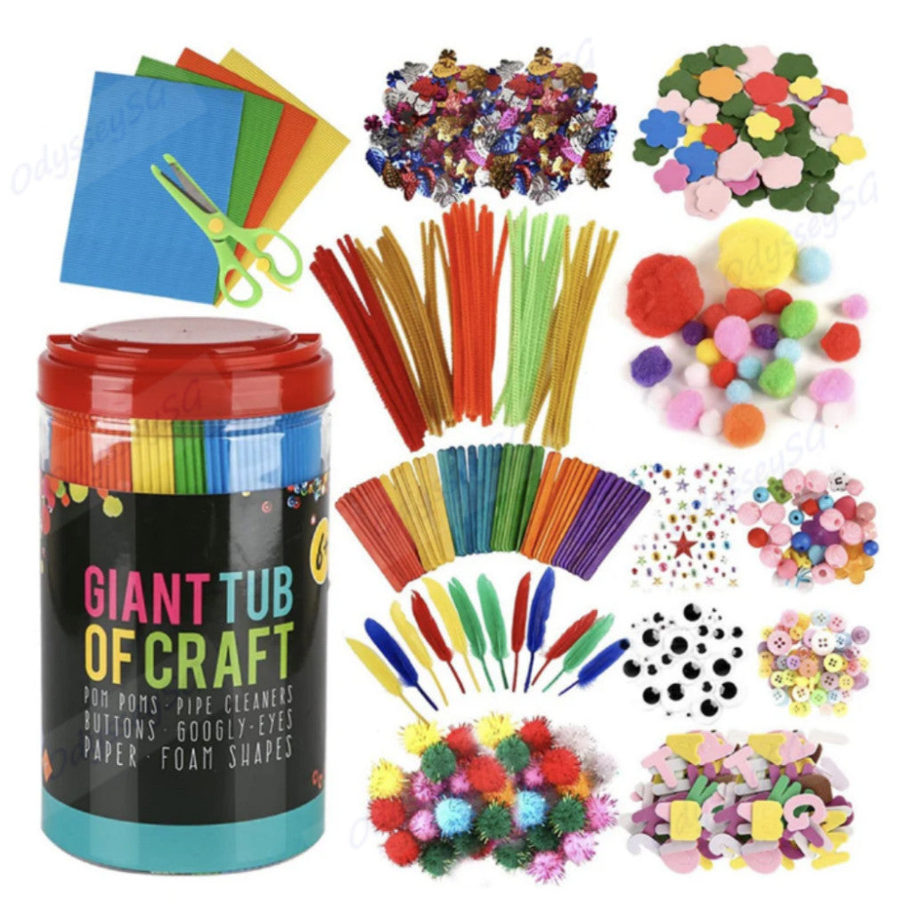 Giant Tub Of Craft - 1200 Pcs Craft Materials - Preschool Kindergarten Craft - Pimpom Foam Sheets
