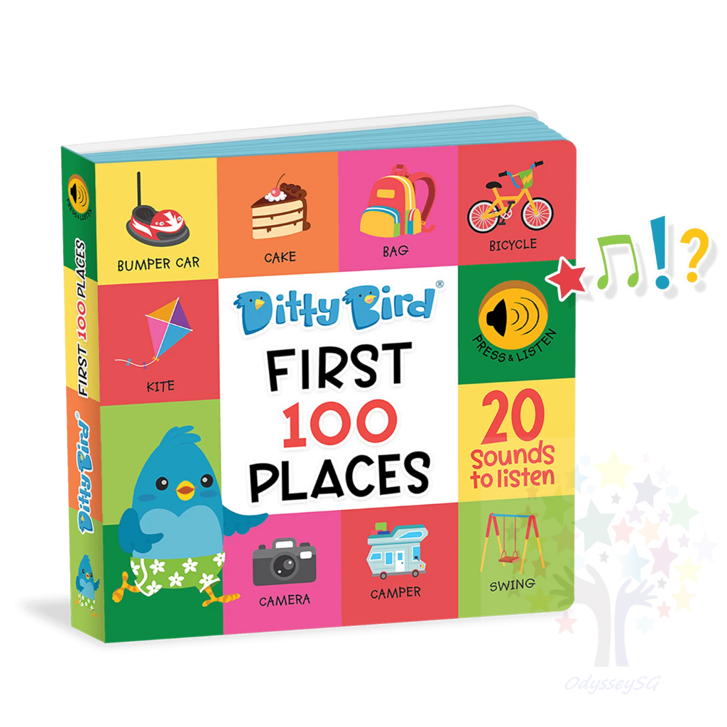 DITTY BIRD - 100 PLACES -INTERACTIVE SOUND BOOK - BOARD BOOK -Vocabulary - Award Winning Series - Fine Motor Skills