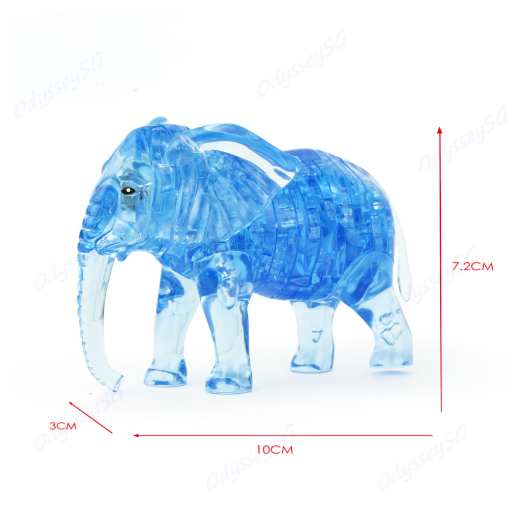 3D Crystal Puzzle - Elephant Blue - 41 Pcs Jigsaw Puzzle