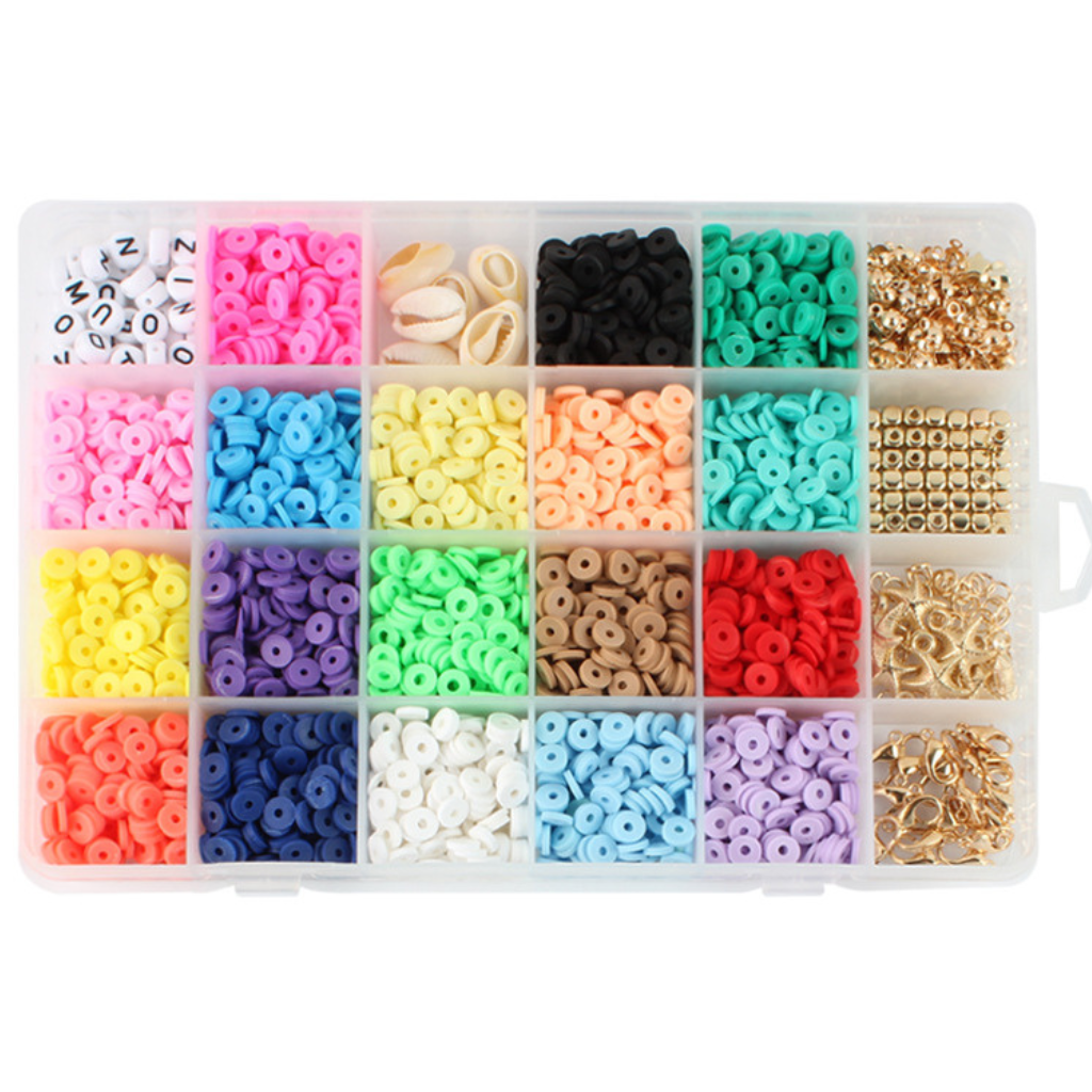 6mm Polymer Clay beads - DIY Bracelet Jewellery Beads kit - 4000 Beads - With Free String