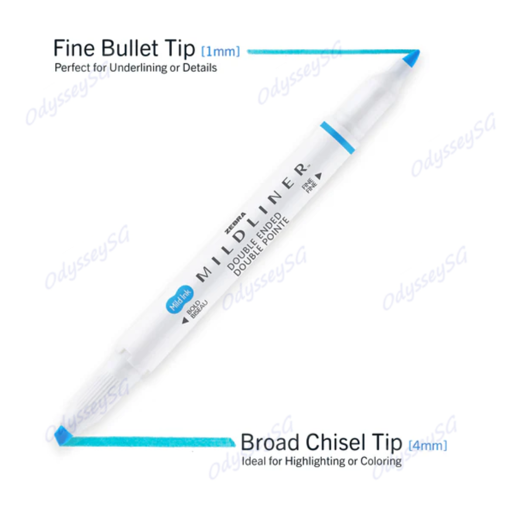 Zebra Mildliner - Dual tip Flourescent creative Highlighter Markers - 5 Color Pack - NON-TOXIC INK