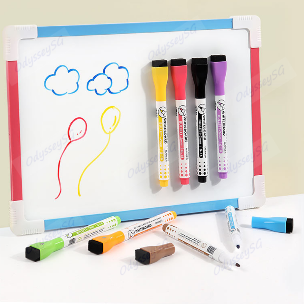 8 Pcs Magnetic Whiteboard Marker Set / Magnetic Whiteboard Eraser - Kids Office School Supplies