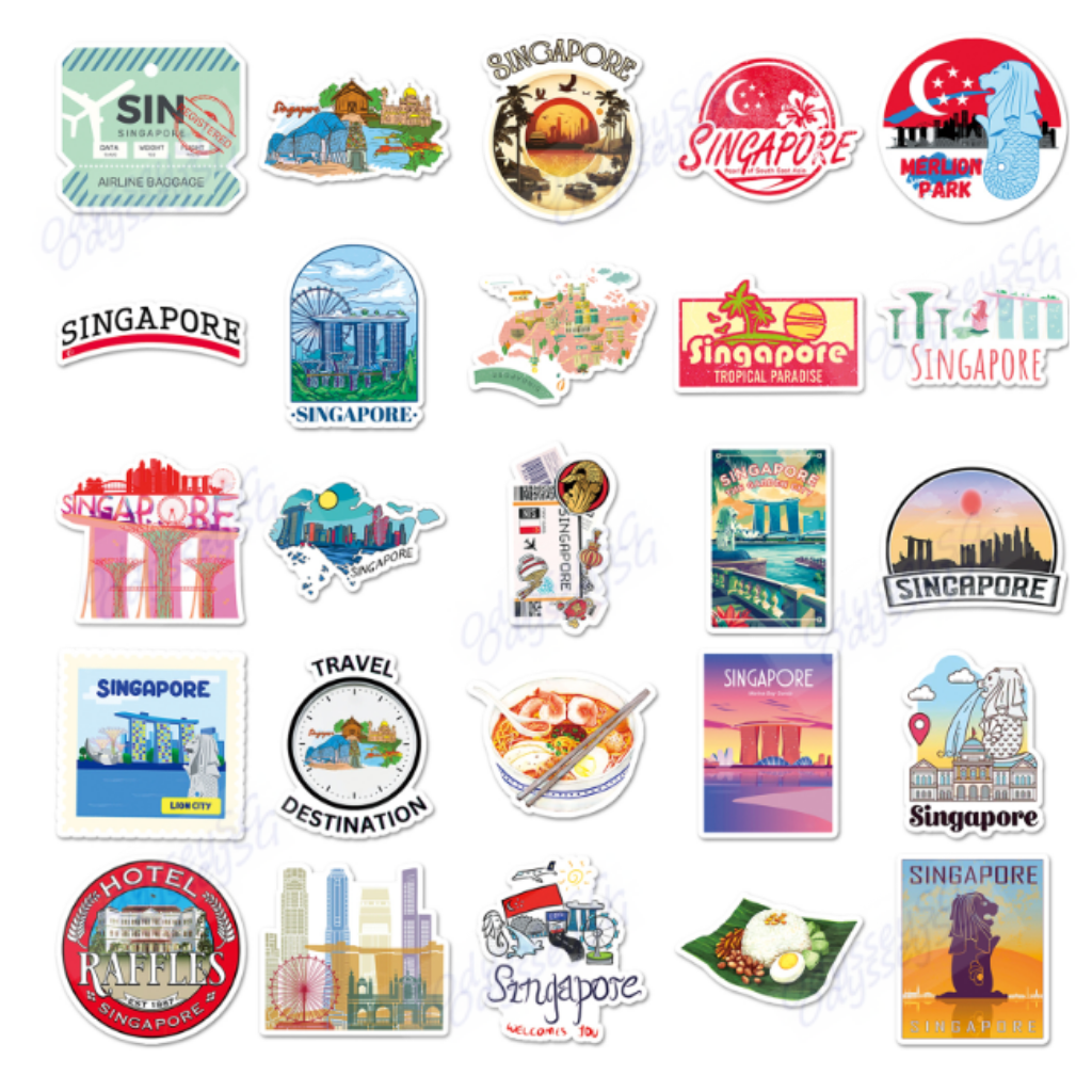 Singapore Waterproof Stickers SG60 – 50pcs Matte Vinyl Decals |  Laptop, Water Bottle, Scrapbook