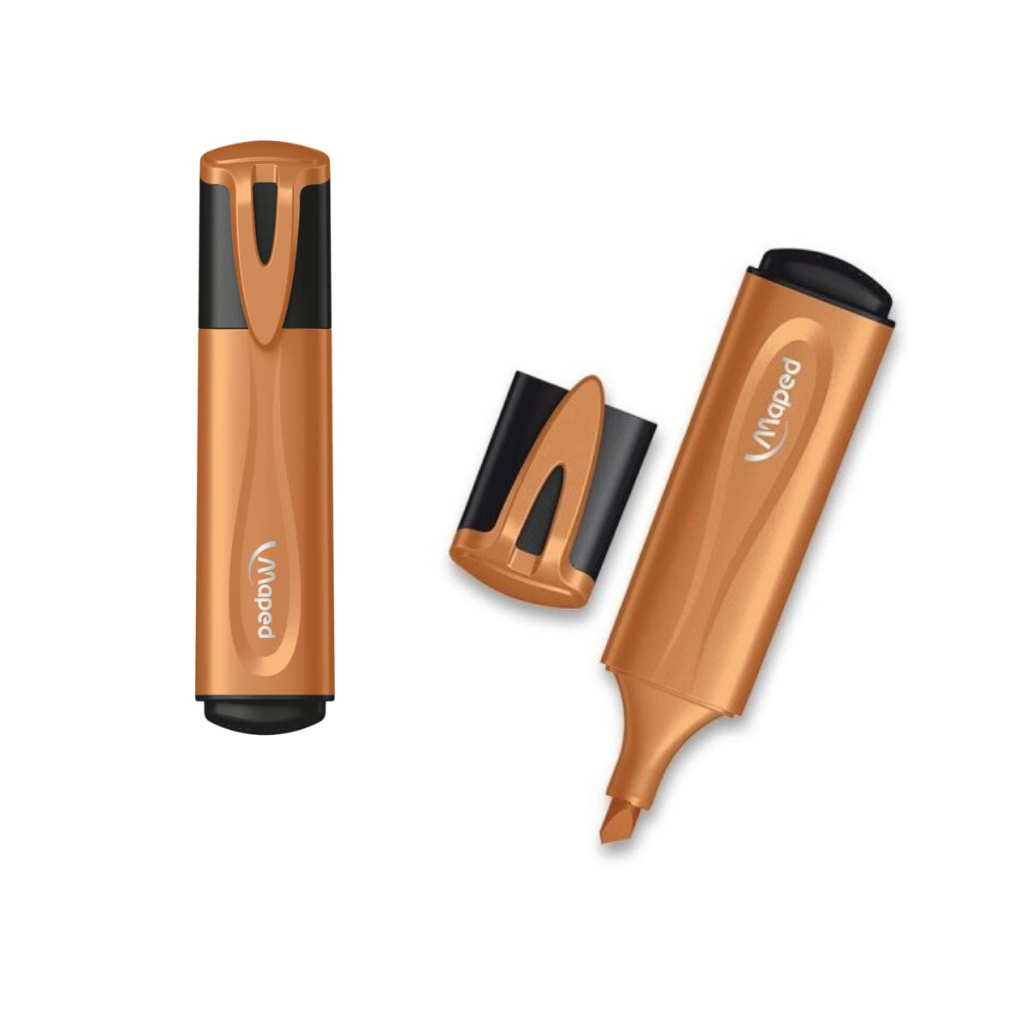 Maped - Glitter Metallic Highlighter Set  - Set of 4 Colours - Silver, Gold , Metallic Blue and Bronze