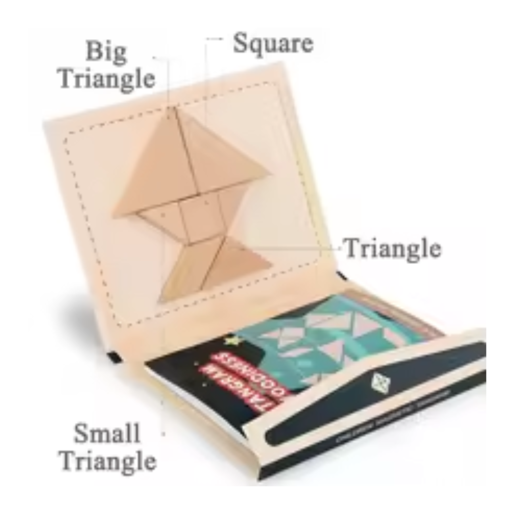 Tangram Woodiness Magnetic Wooden Puzzle Set, 96 Educational Puzzles in 3 Themes