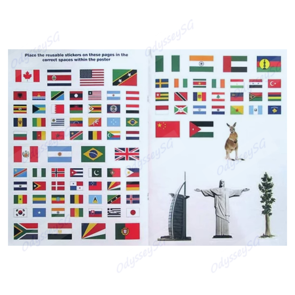 Flags of the World Sticker book with pull put World map