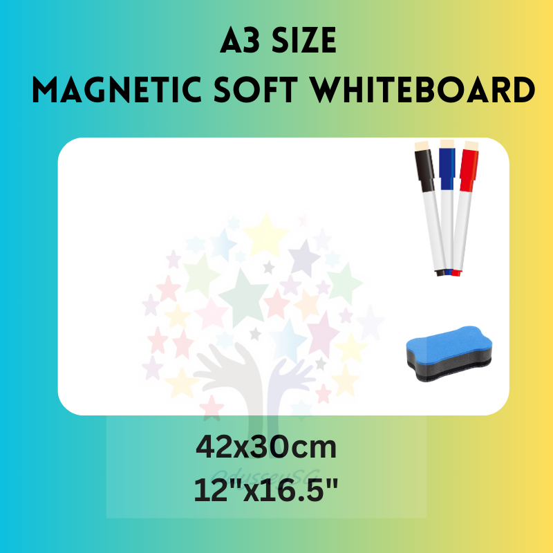 Magnetic Soft whiteboard - Fridge Magnetic Board - A4 /A3 Size- Free Markers