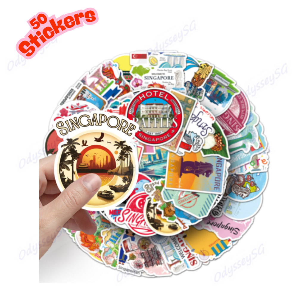 Singapore Waterproof Stickers SG60 – 50pcs Matte Vinyl Decals |  Laptop, Water Bottle, Scrapbook