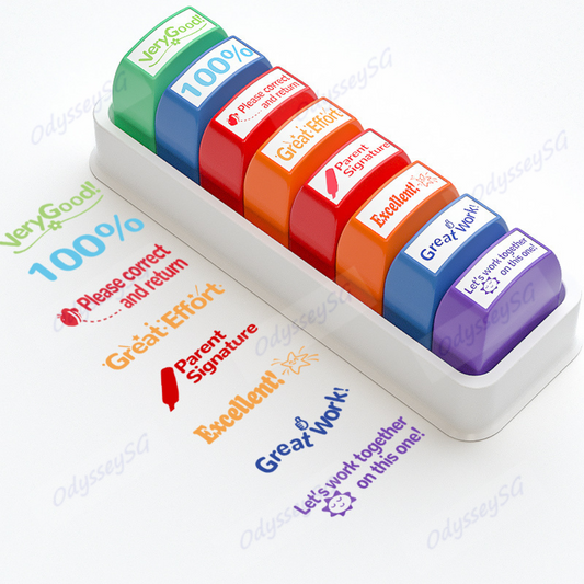 Teacher Reward Stamps for Students – 8 Pcs Motivational School Stamp Set | Value Pack for Classroom Use