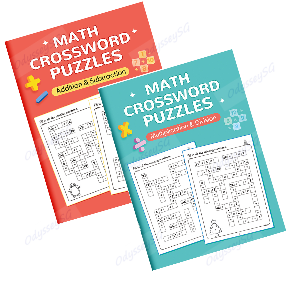 Maths Crossword Puzzles Worksheet Book | Addition Subtraction Multiplication Division | 20 Puzzles