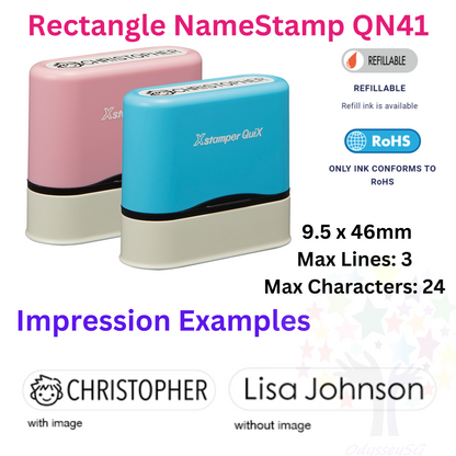 Rectangle Name Stamp - Suitable for Fabric, Wood, Metal, Plastic and Paper