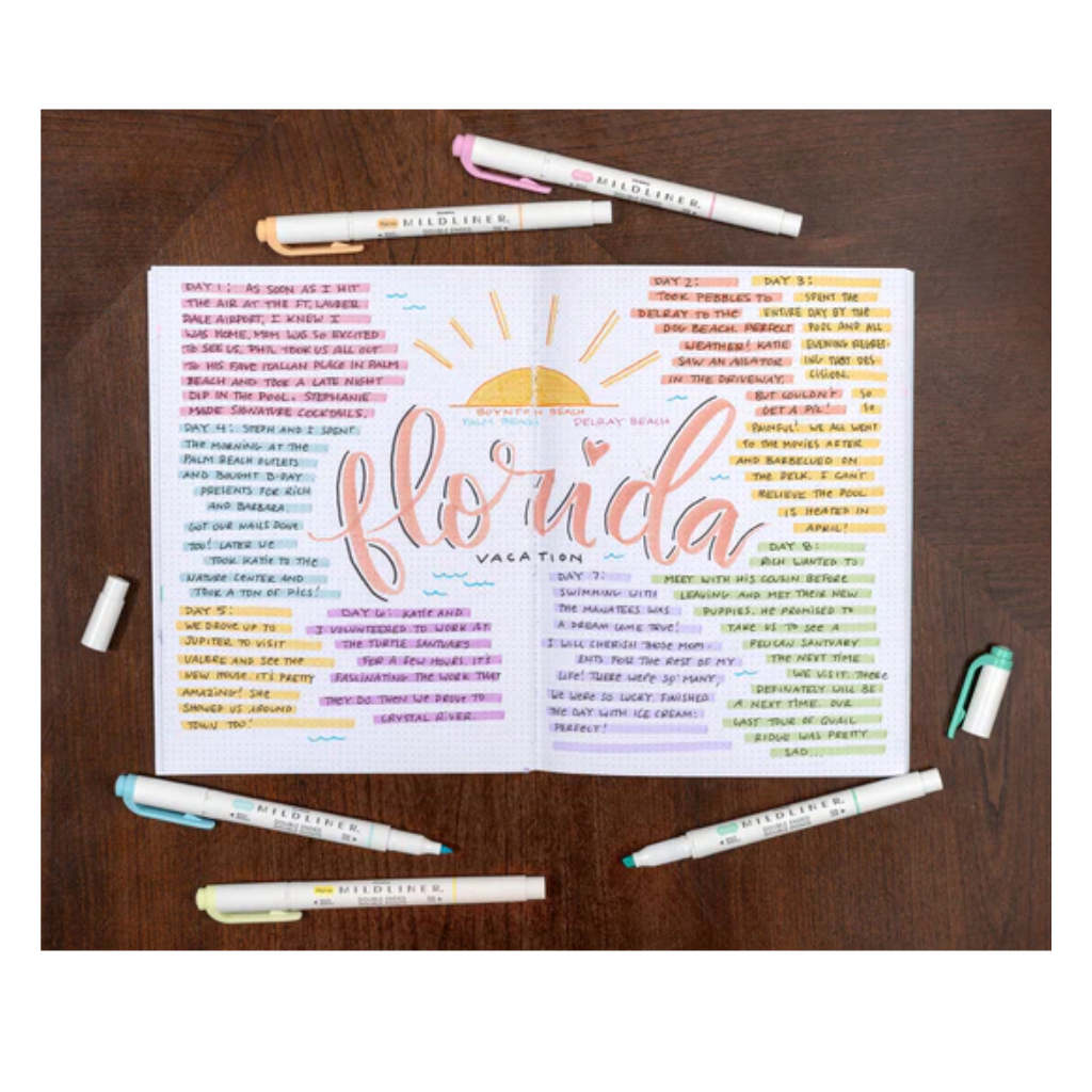 Zebra Mildliner - Dual tip Flourescent creative Highlighter Markers - 5 Color Pack - NON-TOXIC INK