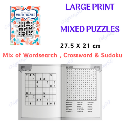 Large Print Puzzles - Mixed Puzzles - Sudoku / Wordsearch / Crossword