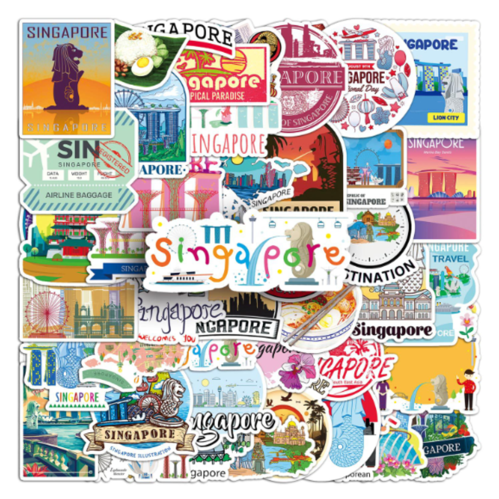 Singapore Waterproof Stickers SG60 – 50pcs Matte Vinyl Decals |  Laptop, Water Bottle, Scrapbook