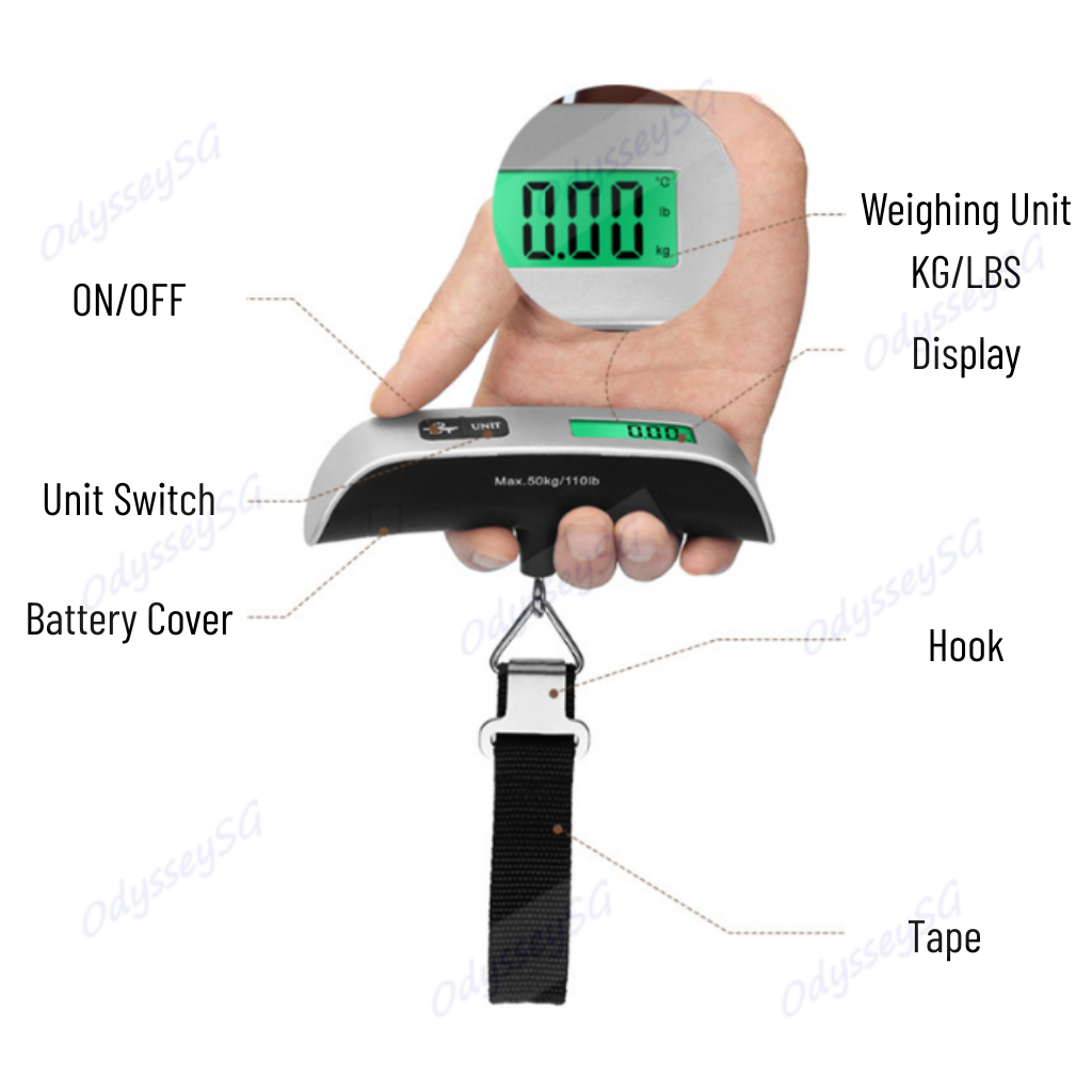 Portable Digital Pocket Luggage Hanging Scale - 50KG / 110 Lb Suitcase Baggage Travel Weighing Scale