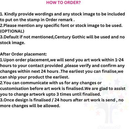 Round Name Stamp - Suitable for Fabric, Wood, Metal, Plastic and Paper