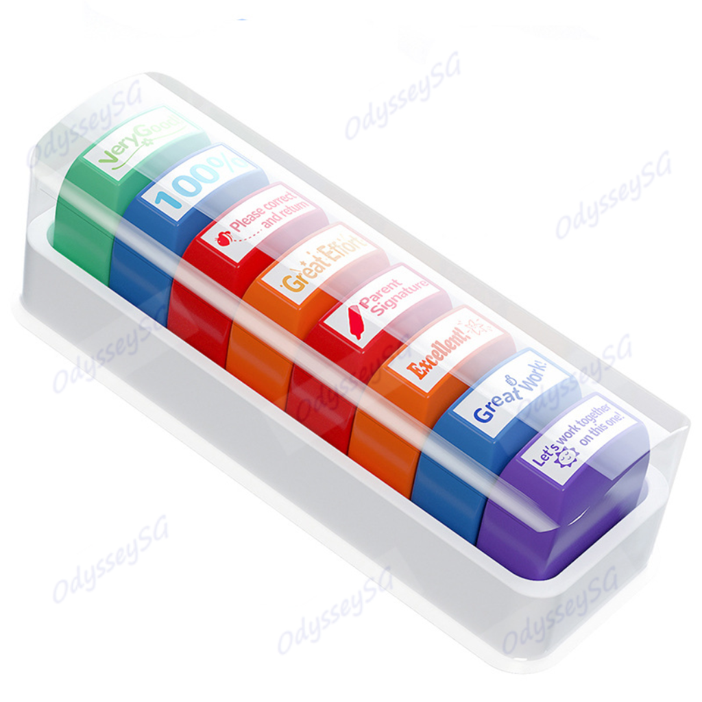 Teacher Reward Stamps for Students – 8 Pcs Motivational School Stamp Set | Value Pack for Classroom Use
