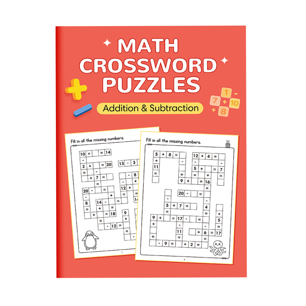 Maths Crossword Puzzles Worksheet Book | Addition Subtraction Multiplication Division | 20 Puzzles