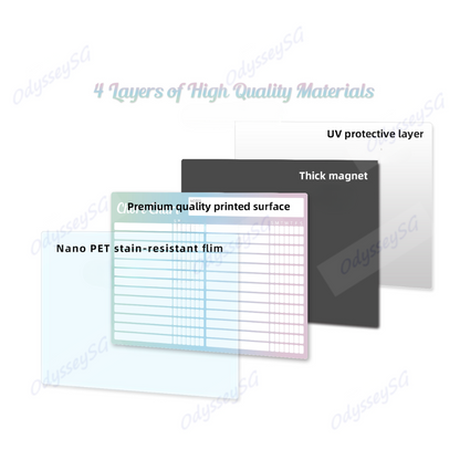Magnetic Organiser Set, 40cm x 30cm, Monthly Planner Memo Board and Chore Chart with 4 Markers