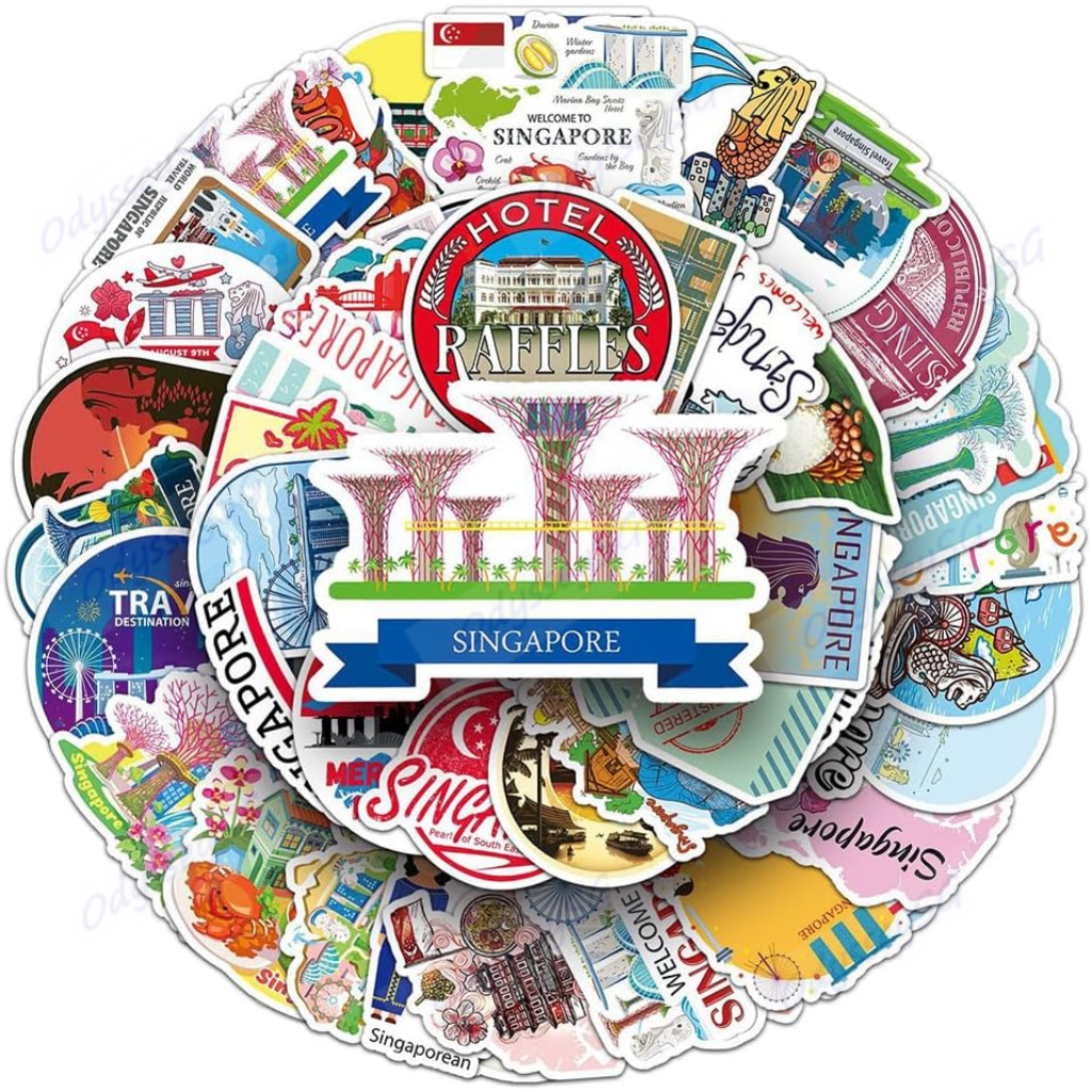 Singapore Waterproof Stickers SG60 – 50pcs Matte Vinyl Decals |  Laptop, Water Bottle, Scrapbook