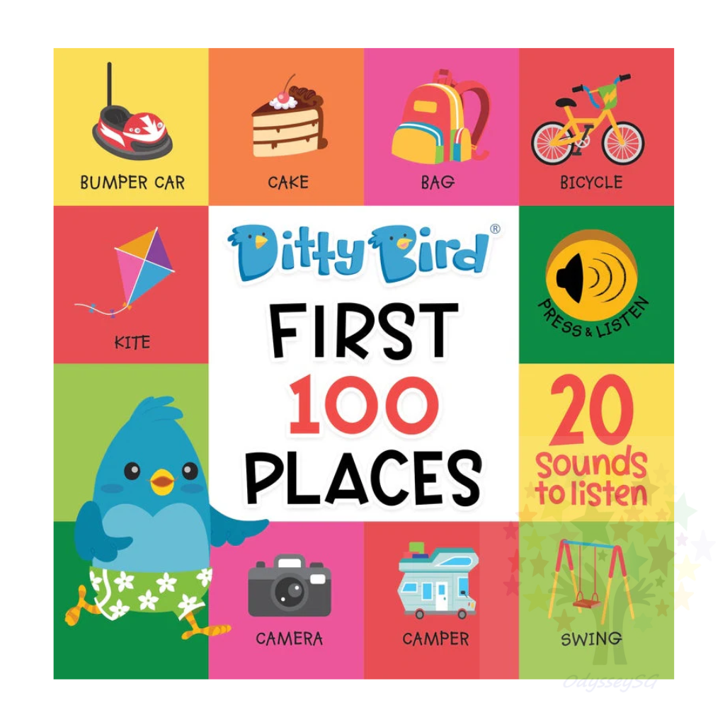 DITTY BIRD - 100 PLACES -INTERACTIVE SOUND BOOK - BOARD BOOK -Vocabulary - Award Winning Series - Fine Motor Skills