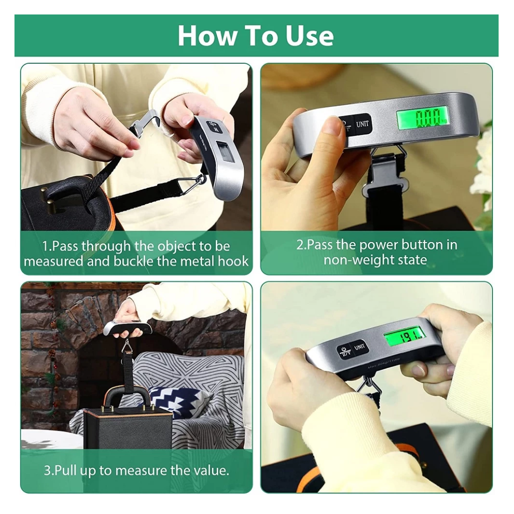 Portable Digital Pocket Luggage Hanging Scale - 50KG / 110 Lb Suitcase Baggage Travel Weighing Scale