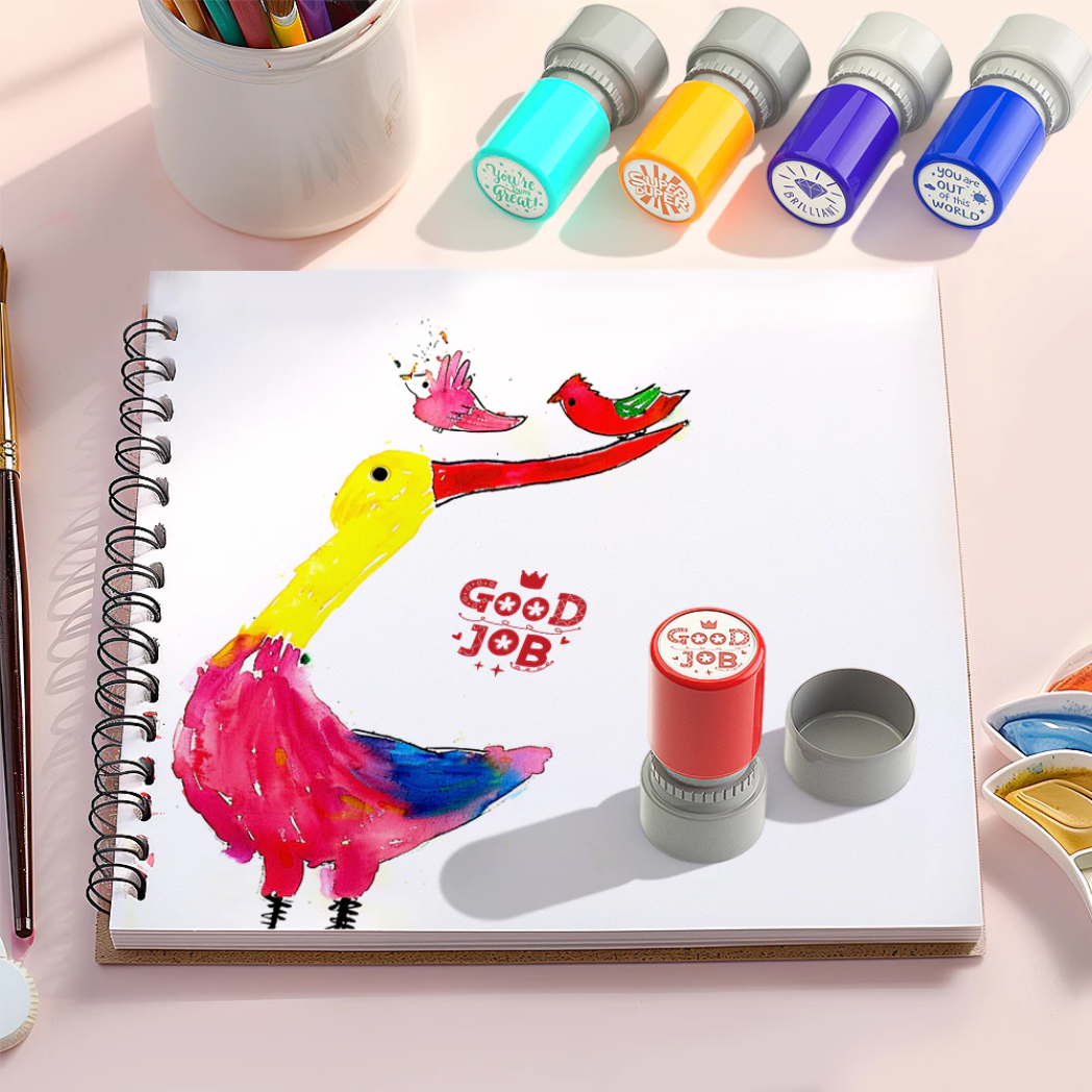 5pcs Teacher Stamps Set – Self-Inking Rubber Stamps for Classroom Student Rewards