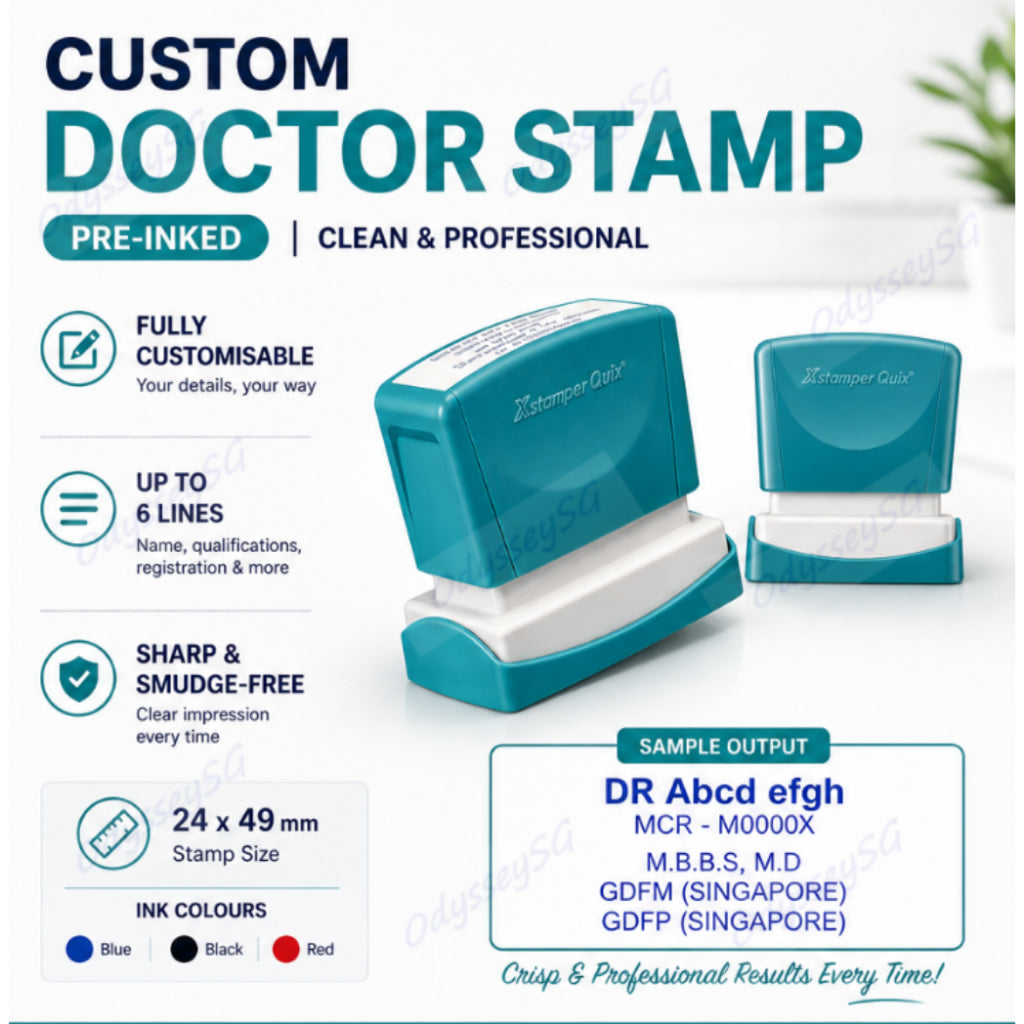 Custom Doctor Stamp Pre-Inked | Name Stamp for Clinic | 24x49mm Up to 6 Lines | Fast Customisation