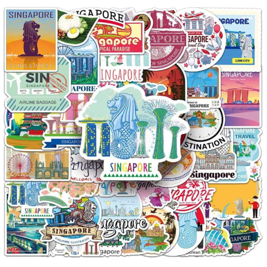 Singapore Waterproof Stickers SG60 – 50pcs Matte Vinyl Decals |  Laptop, Water Bottle, Scrapbook