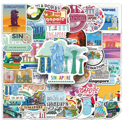 Singapore Waterproof Stickers SG60 – 50pcs Matte Vinyl Decals |  Laptop, Water Bottle, Scrapbook