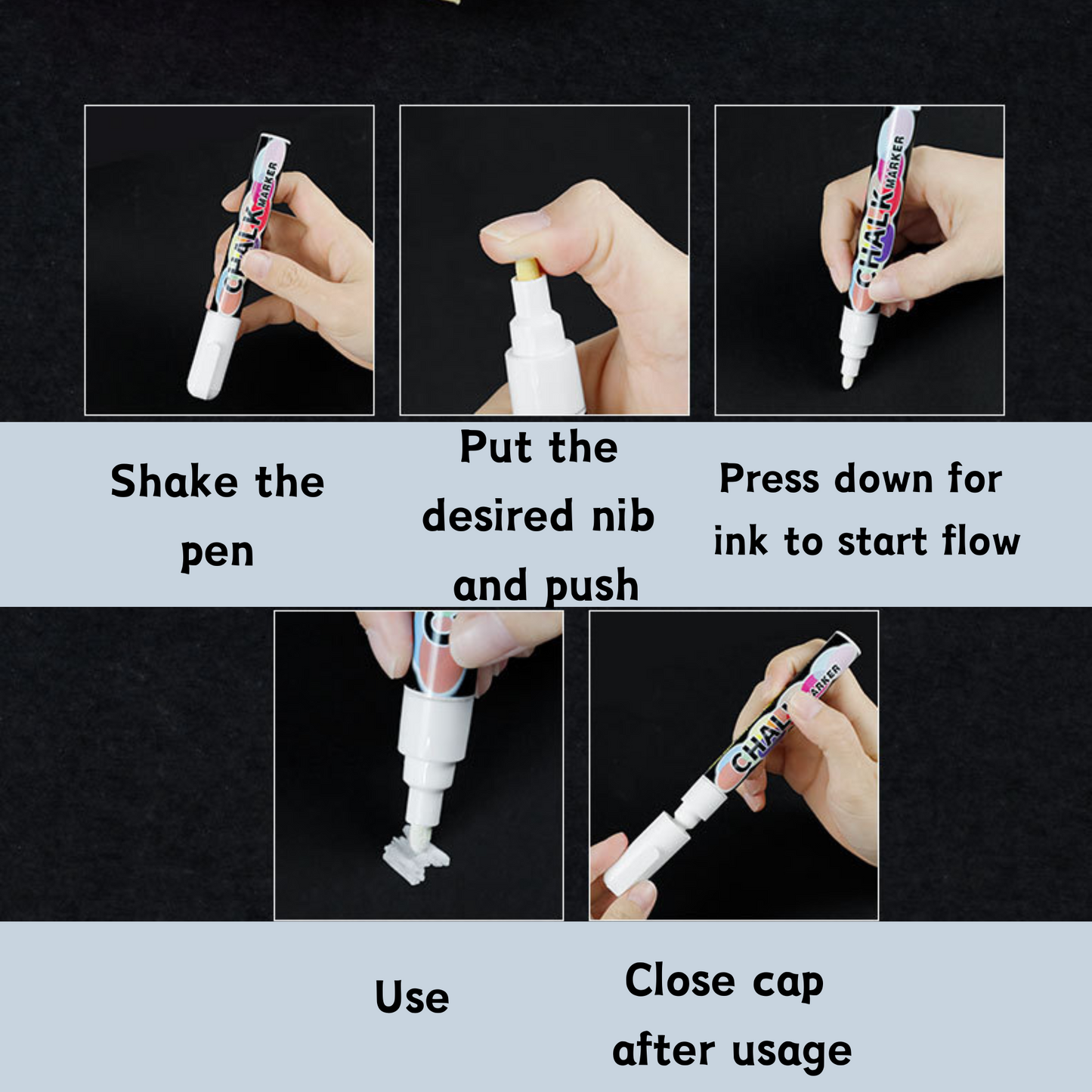 Chalk Board Marker pens - 8Pc set - Non-Toxic/Erasable - Water based ink - 3mm/6mm Reversible Tip