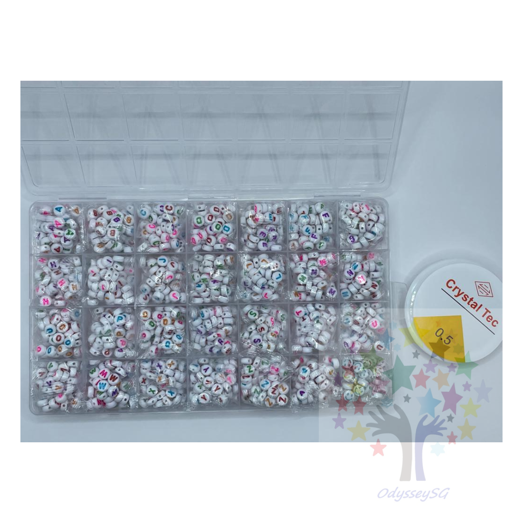 1400 Pcs - Alphabet Letter Beads - DIY bracelet / necklace letter beads - FREE CRYSTAL STRING-Each Bead 4*7mm