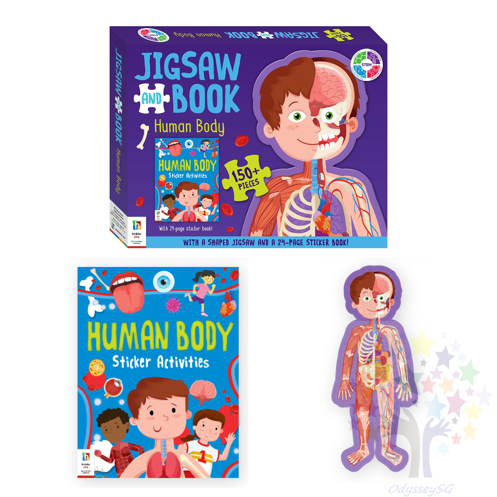 Jigsaw and Book: Human Body - 150 Pcs Shaped Puzzle & 24 Page Sticker Book