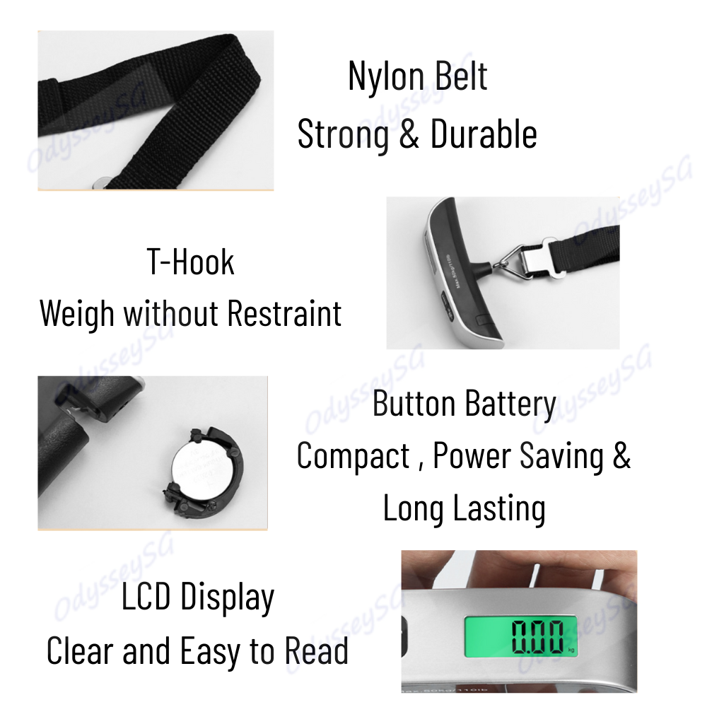 Portable Digital Pocket Luggage Hanging Scale - 50KG / 110 Lb Suitcase Baggage Travel Weighing Scale