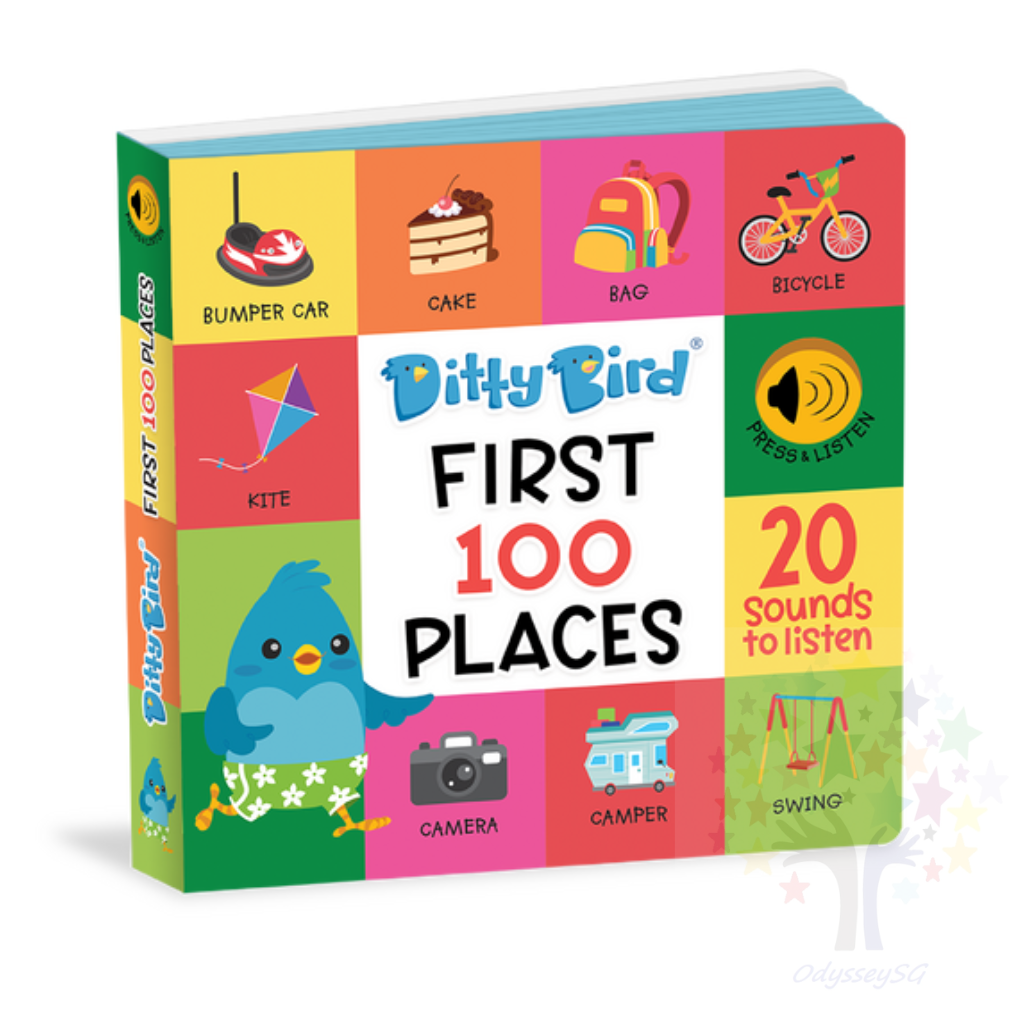 DITTY BIRD - 100 PLACES -INTERACTIVE SOUND BOOK - BOARD BOOK -Vocabulary - Award Winning Series - Fine Motor Skills