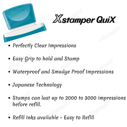 English Composition PEEL Marking Pre-Inked Stamp 22x69mm | Artline Xstamper Quix Teacher Feedback Stamp | 3 Ink Colours Available