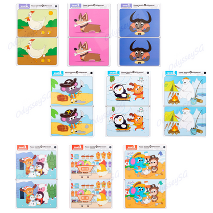 Find the Difference - Write and Wipe Children activity cards - 3 levels - 30 cards w Markers