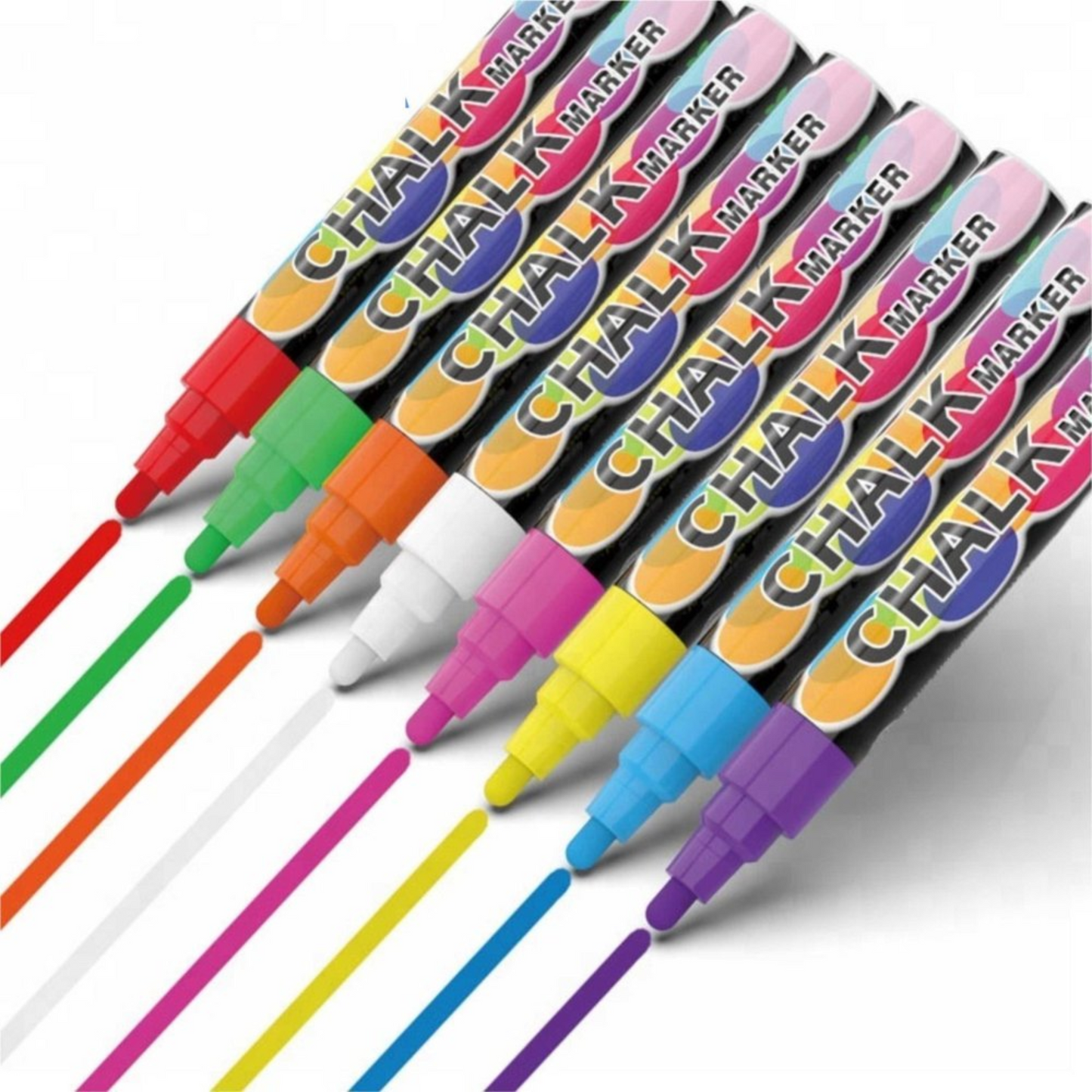 Chalk Board Marker pens - 8Pc set - Non-Toxic/Erasable - Water based ink - 3mm/6mm Reversible Tip