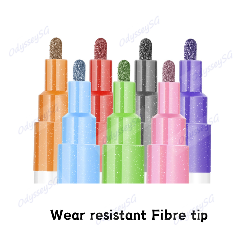 8pc Double line Outline Markers set - Silver Metallic Outline Pens - Drawing Calligraphy Doodling