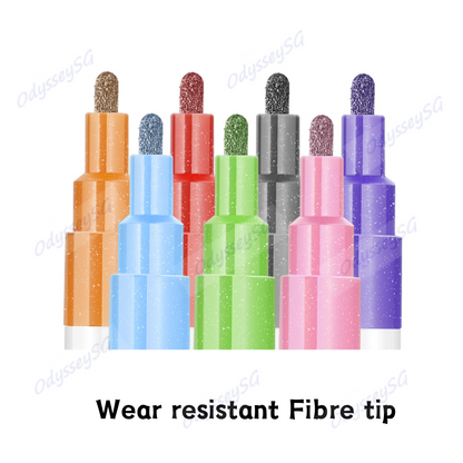 8pc Double line Outline Markers set - Silver Metallic Outline Pens - Drawing Calligraphy Doodling