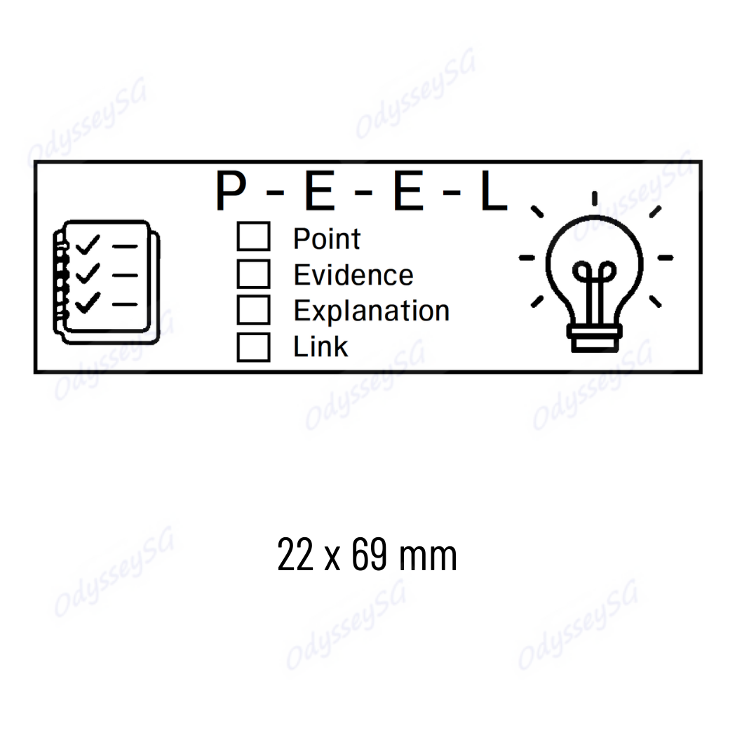 English Composition PEEL Marking Pre-Inked Stamp 22x69mm | Artline Xstamper Quix Teacher Feedback Stamp | 3 Ink Colours Available