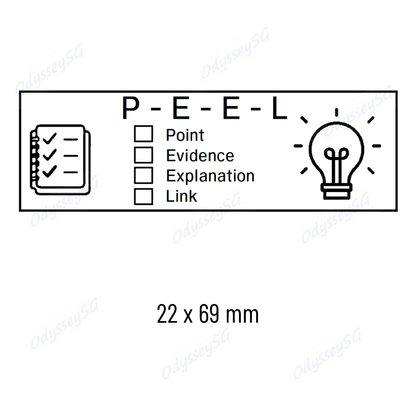 English Composition PEEL Marking Pre-Inked Stamp 22x69mm | Artline Xstamper Quix Teacher Feedback Stamp | 3 Ink Colours Available