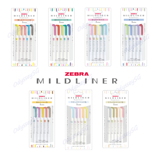 Zebra Mildliner - Dual tip Flourescent creative Highlighter Markers - 5 Color Pack - NON-TOXIC INK