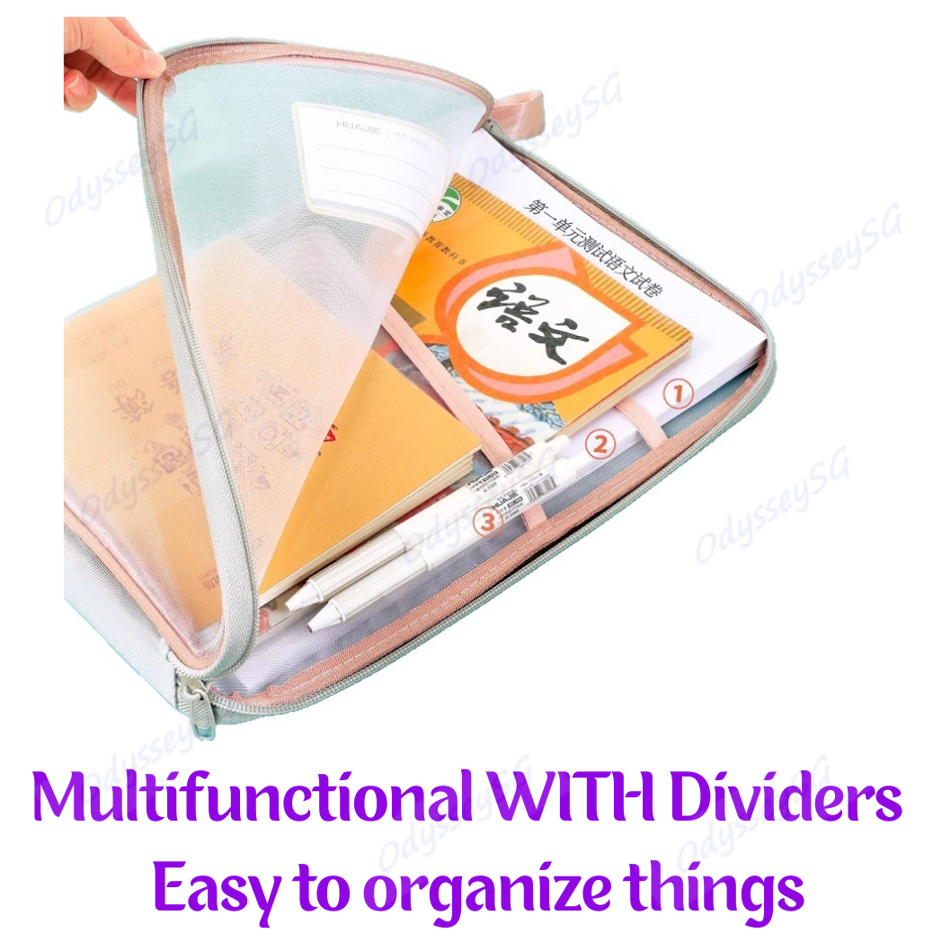 Student Transparent Mesh File Bag – L-Shaped Large Opening Folder, Subject Sorting & Stationery Organizer
