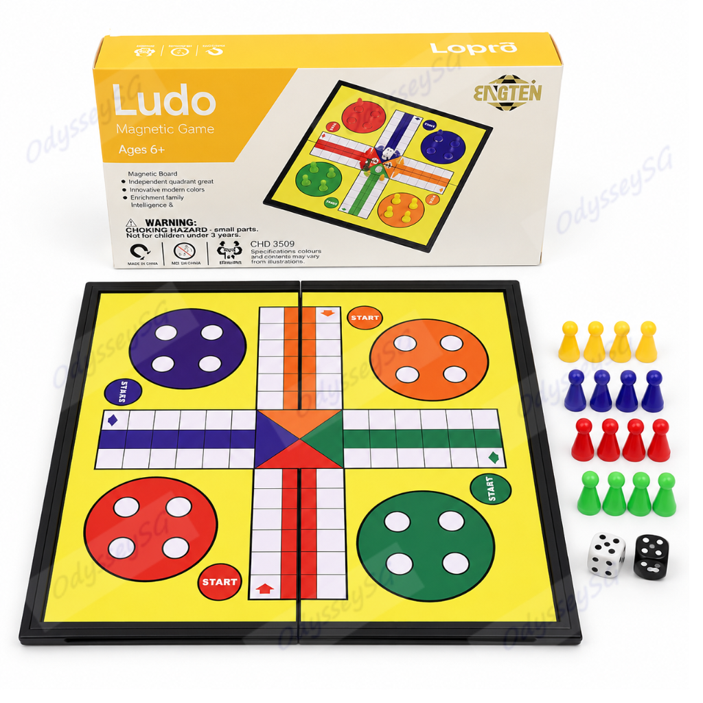 Magnetic Ludo Board Game Set | Foldable Travel Game for Kids & Adults | 2–4 Players | Ages 6+