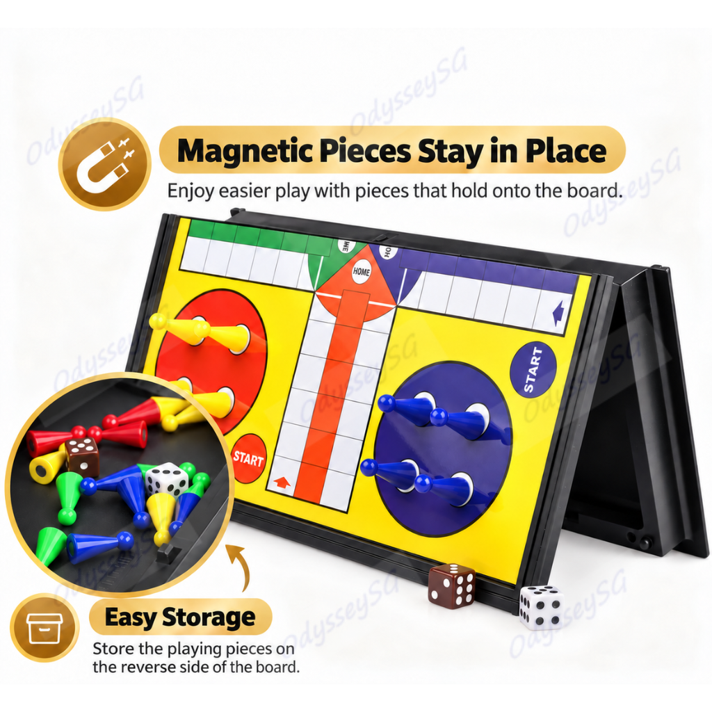 Magnetic Ludo Board Game Set | Foldable Travel Game for Kids & Adults | 2–4 Players | Ages 6+